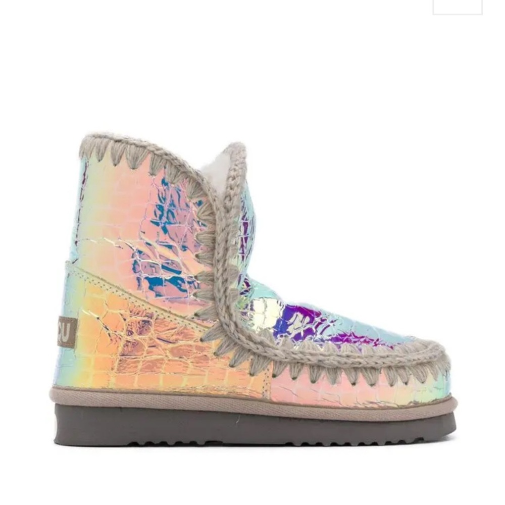 Mou Eskimo Iridescent Leather Shearling Lined Boots - Picture 3 of 12